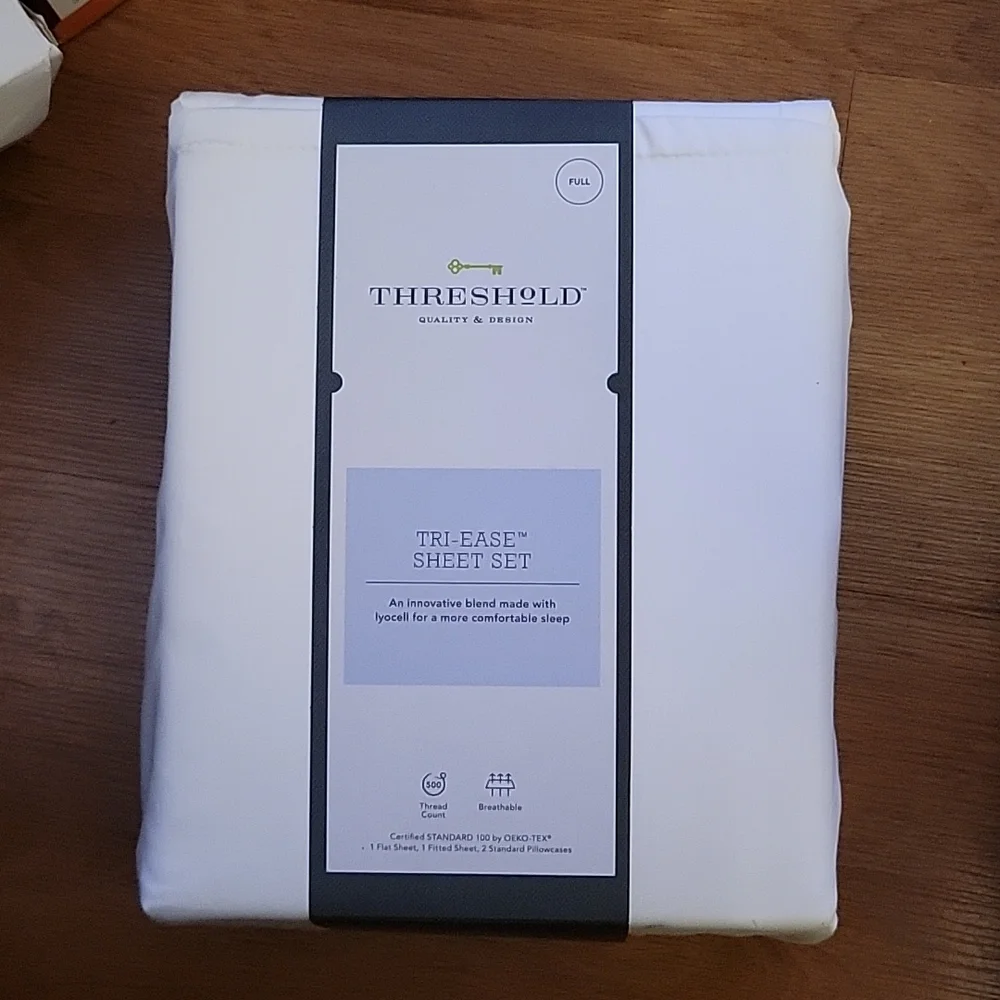 Threshold Tri Ease sheet set 500 Thread Count Sateen White FULL 9-15